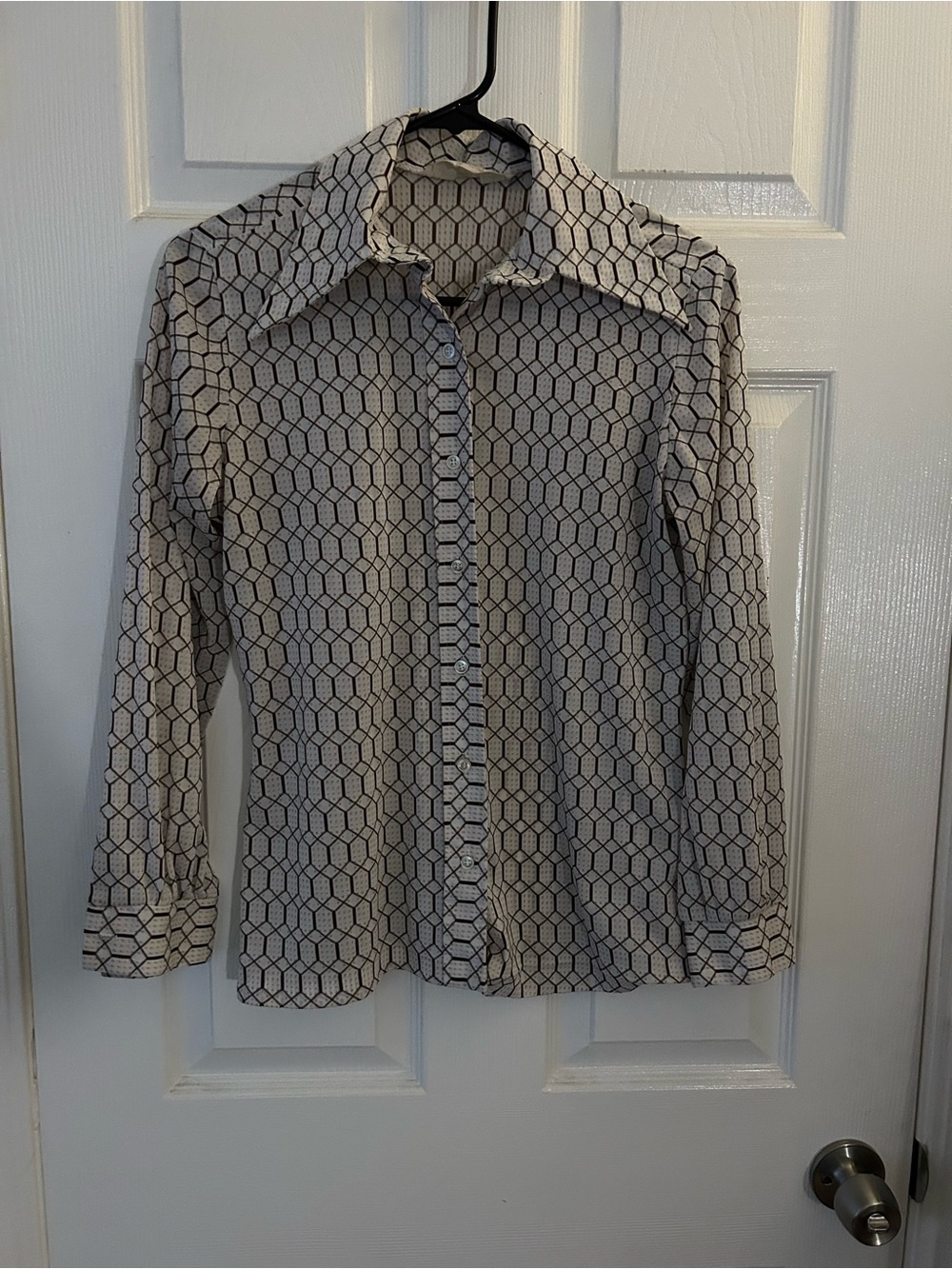 jcpenney Beige and Black Geometric Button-Up Dress Shirt